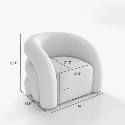 Fauteuil d'appoint SEYNAR Modern Glam pivotant à 360 degrés, revêtu d'un tissu Teddy et doté d'un dossier capitonné