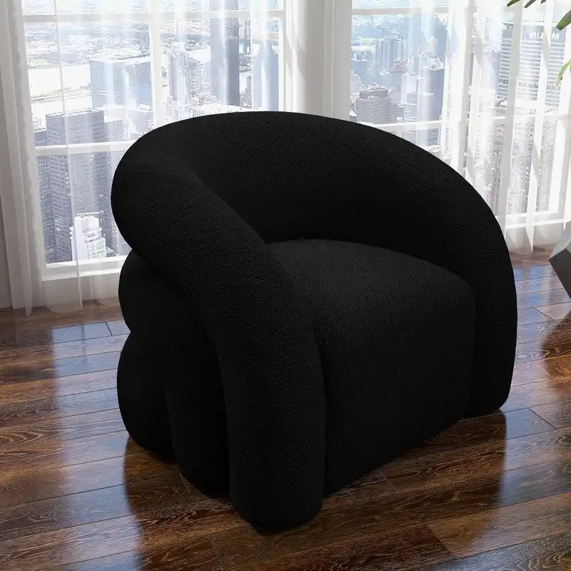 Fauteuil d'appoint SEYNAR Modern Glam pivotant à 360 degrés, revêtu d'un tissu Teddy et doté d'un dossier capitonné