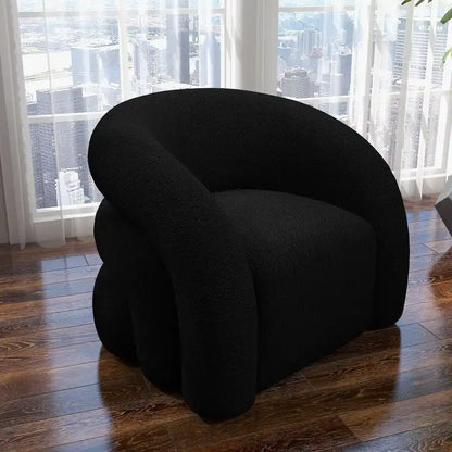 Fauteuil d'appoint SEYNAR Modern Glam pivotant à 360 degrés, revêtu d'un tissu Teddy et doté d'un dossier capitonné