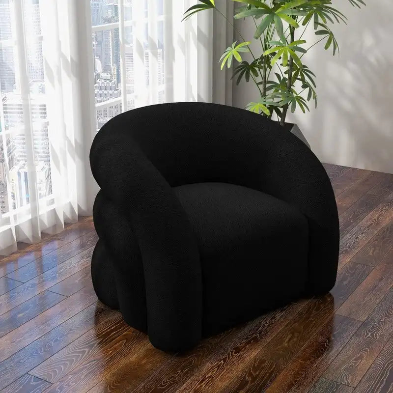 Fauteuil d'appoint SEYNAR Modern Glam pivotant à 360 degrés, revêtu d'un tissu Teddy et doté d'un dossier capitonné