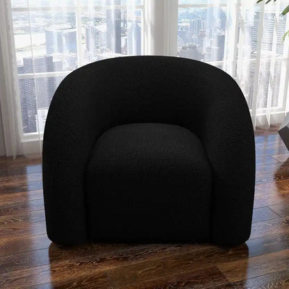 Fauteuil d'appoint SEYNAR Modern Glam pivotant à 360 degrés, revêtu d'un tissu Teddy et doté d'un dossier capitonné