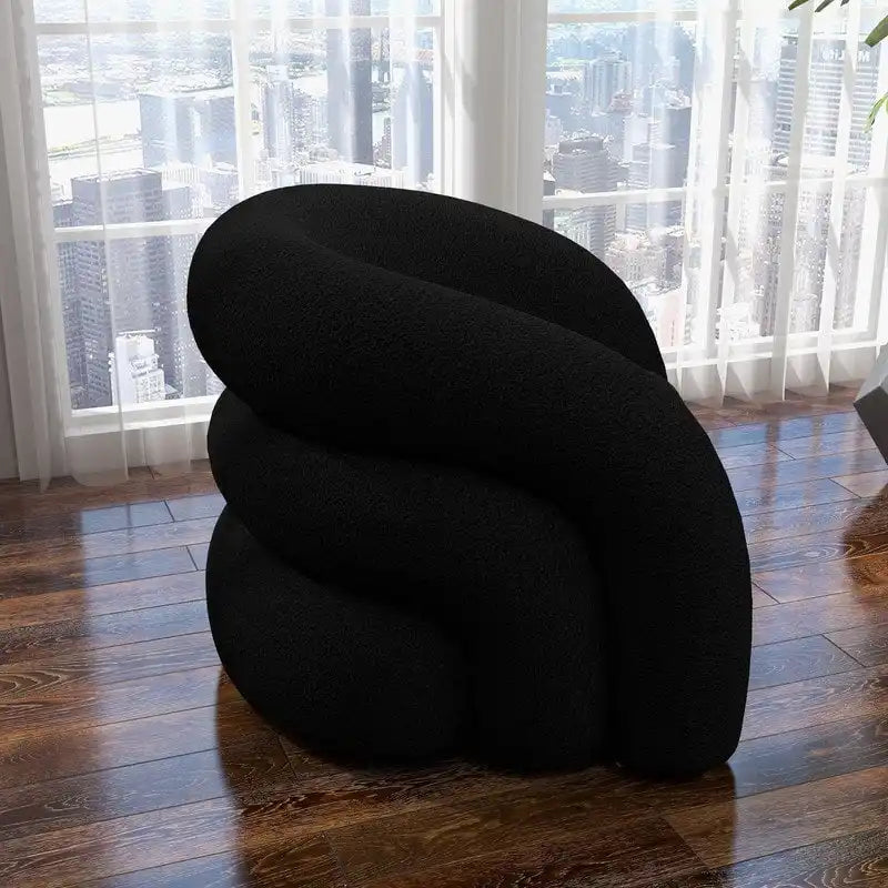 Fauteuil d'appoint SEYNAR Modern Glam pivotant à 360 degrés, revêtu d'un tissu Teddy et doté d'un dossier capitonné