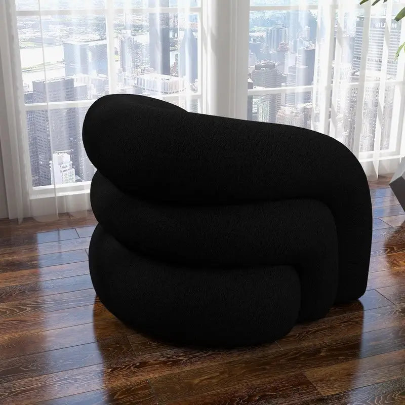 Fauteuil d'appoint SEYNAR Modern Glam pivotant à 360 degrés, revêtu d'un tissu Teddy et doté d'un dossier capitonné
