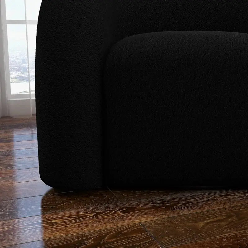 Fauteuil d'appoint SEYNAR Modern Glam pivotant à 360 degrés, revêtu d'un tissu Teddy et doté d'un dossier capitonné