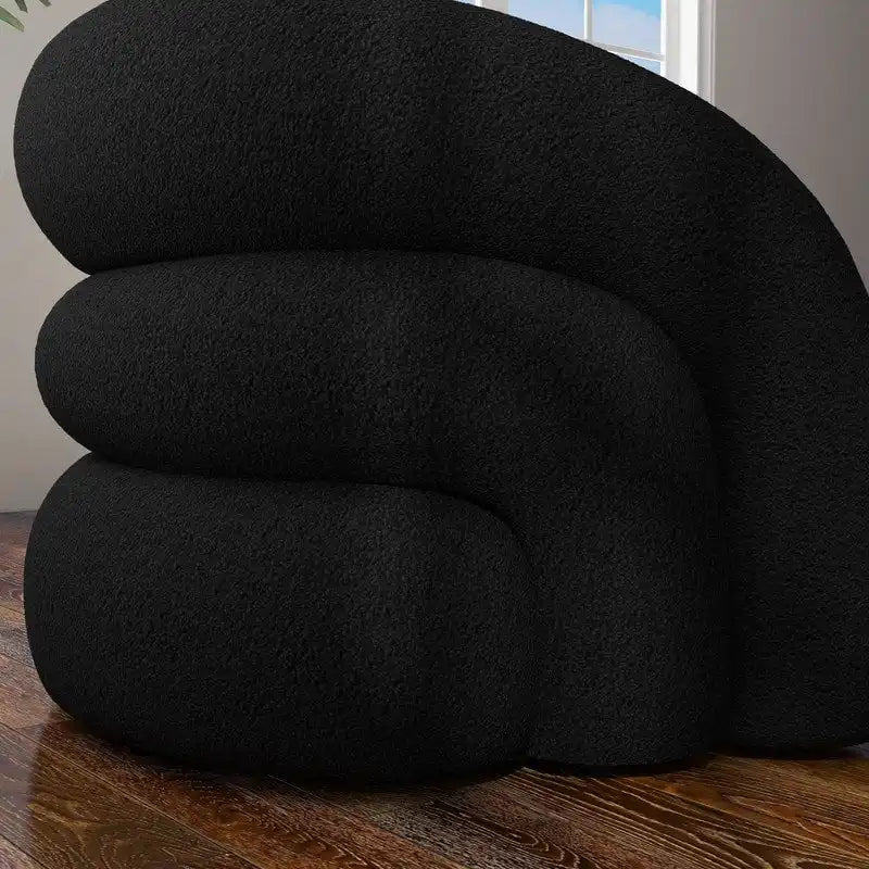 Fauteuil d'appoint SEYNAR Modern Glam pivotant à 360 degrés, revêtu d'un tissu Teddy et doté d'un dossier capitonné