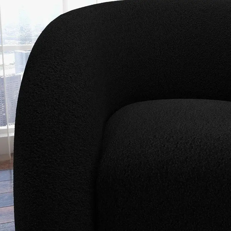 Fauteuil d'appoint SEYNAR Modern Glam pivotant à 360 degrés, revêtu d'un tissu Teddy et doté d'un dossier capitonné