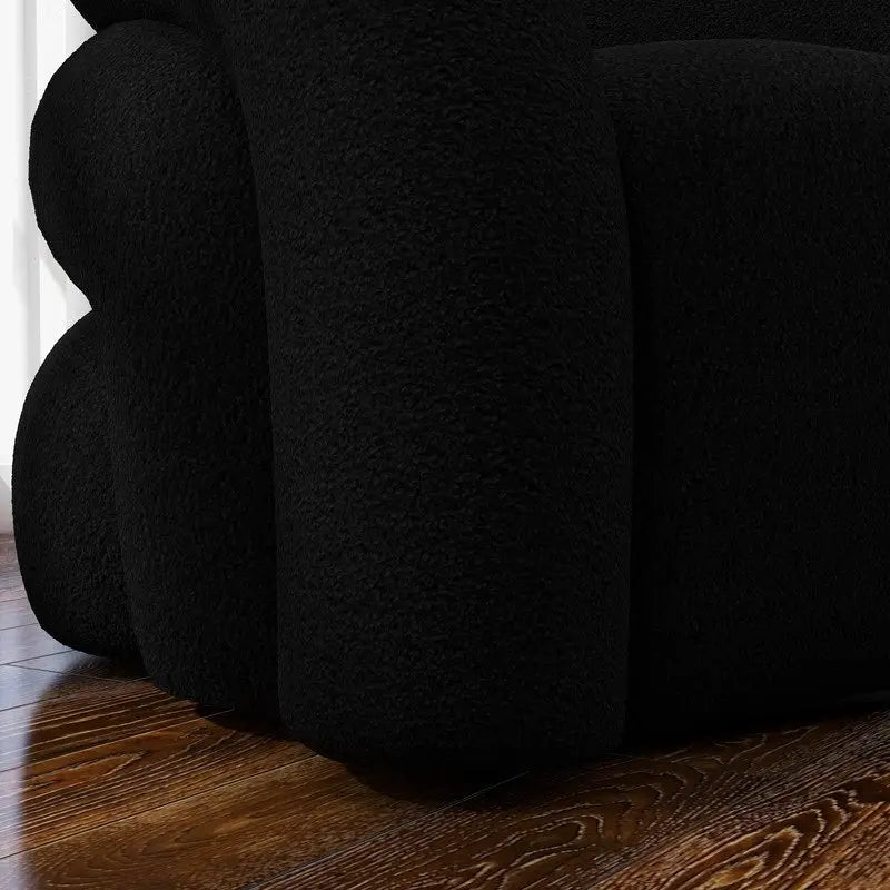 Fauteuil d'appoint SEYNAR Modern Glam pivotant à 360 degrés, revêtu d'un tissu Teddy et doté d'un dossier capitonné