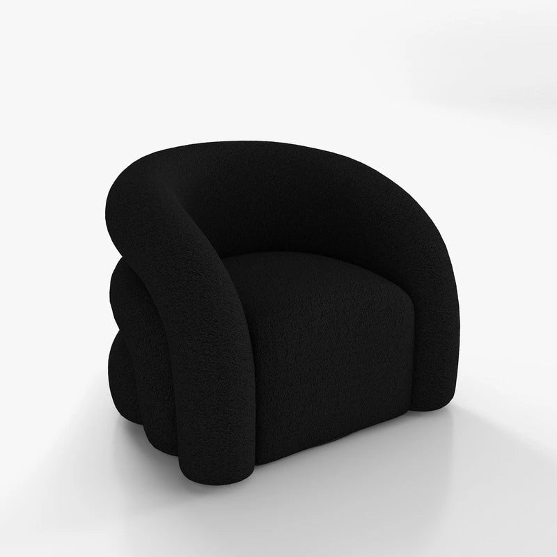 Fauteuil d'appoint SEYNAR Modern Glam pivotant à 360 degrés, revêtu d'un tissu Teddy et doté d'un dossier capitonné