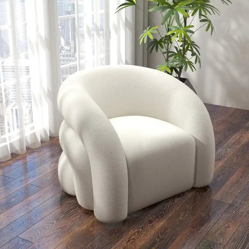 Fauteuil d'appoint SEYNAR Modern Glam pivotant à 360 degrés, revêtu d'un tissu Teddy et doté d'un dossier capitonné