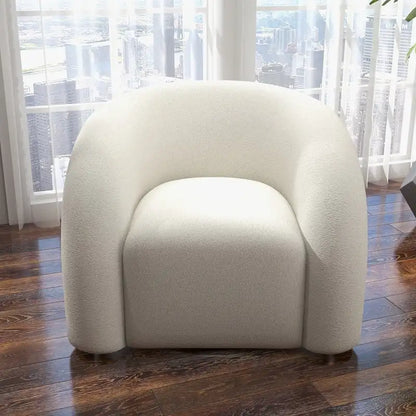 Fauteuil d'appoint SEYNAR Modern Glam pivotant à 360 degrés, revêtu d'un tissu Teddy et doté d'un dossier capitonné