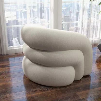 Fauteuil d'appoint SEYNAR Modern Glam pivotant à 360 degrés, revêtu d'un tissu Teddy et doté d'un dossier capitonné