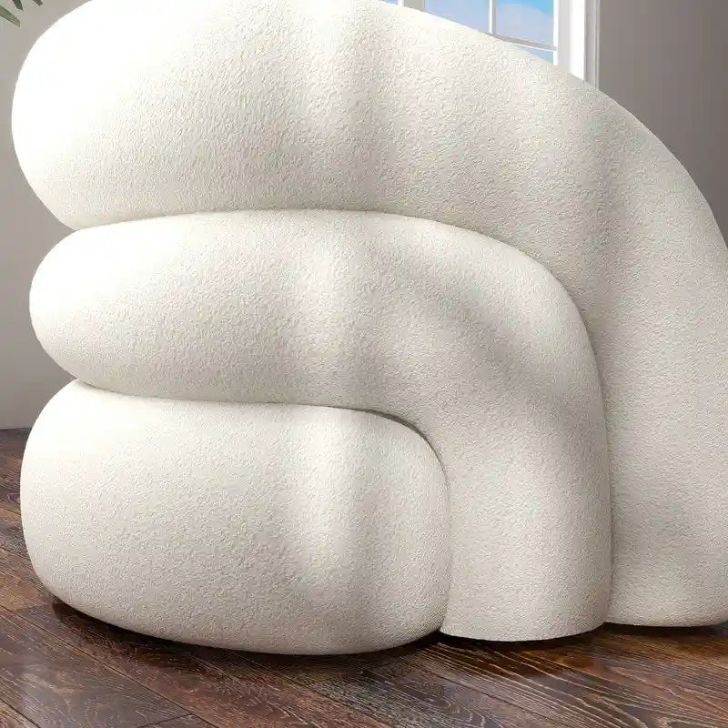 Fauteuil d'appoint SEYNAR Modern Glam pivotant à 360 degrés, revêtu d'un tissu Teddy et doté d'un dossier capitonné