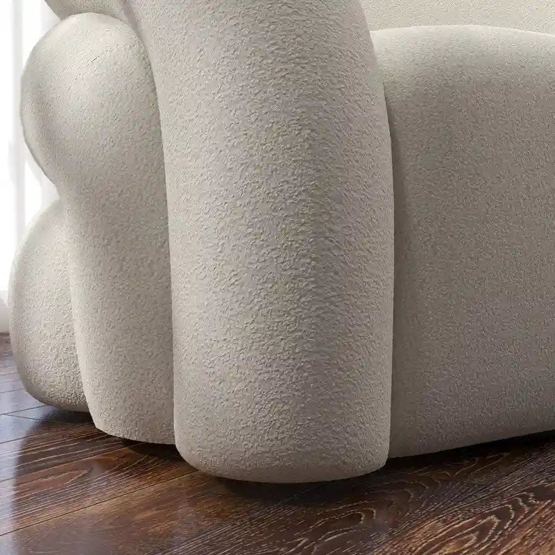 Fauteuil d'appoint SEYNAR Modern Glam pivotant à 360 degrés, revêtu d'un tissu Teddy et doté d'un dossier capitonné