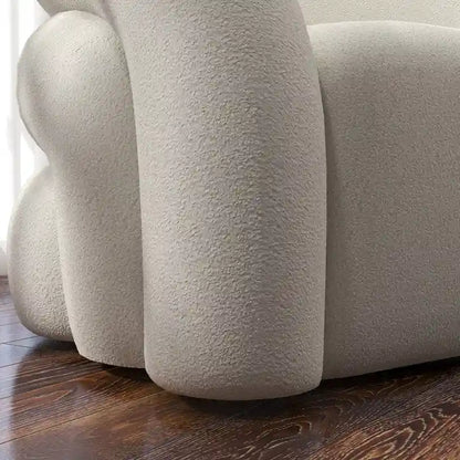Fauteuil d'appoint SEYNAR Modern Glam pivotant à 360 degrés, revêtu d'un tissu Teddy et doté d'un dossier capitonné