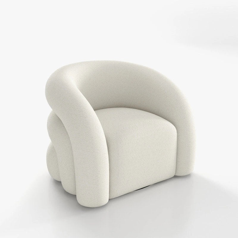 Fauteuil d'appoint SEYNAR Modern Glam pivotant à 360 degrés, revêtu d'un tissu Teddy et doté d'un dossier capitonné