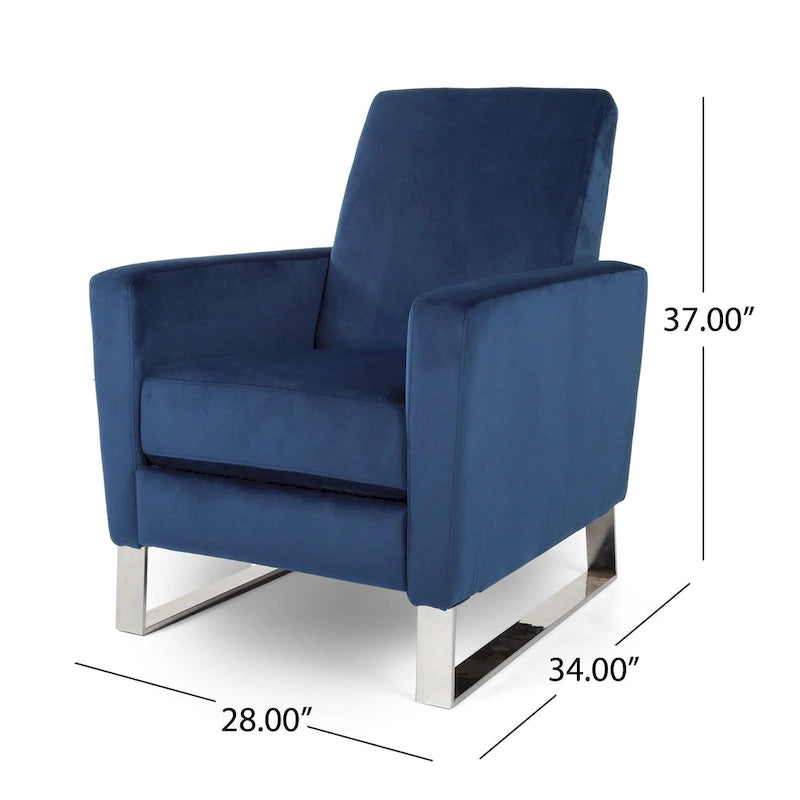 Fauteuil inclinable moderne en velours Brightwood avec pieds en acier par Christopher Knight Home