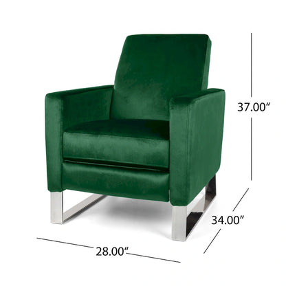 Fauteuil inclinable moderne en velours Brightwood avec pieds en acier par Christopher Knight Home