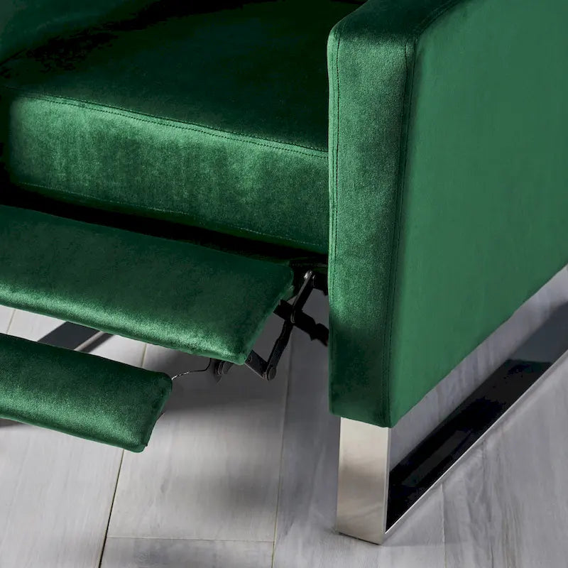 Fauteuil inclinable moderne en velours Brightwood avec pieds en acier par Christopher Knight Home