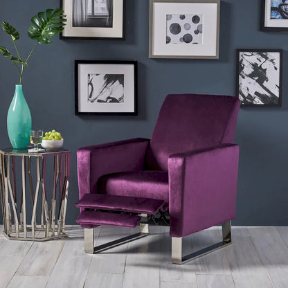 Fauteuil inclinable moderne en velours Brightwood avec pieds en acier par Christopher Knight Home