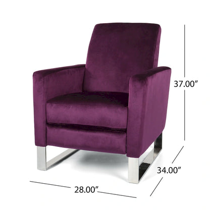 Fauteuil inclinable moderne en velours Brightwood avec pieds en acier par Christopher Knight Home