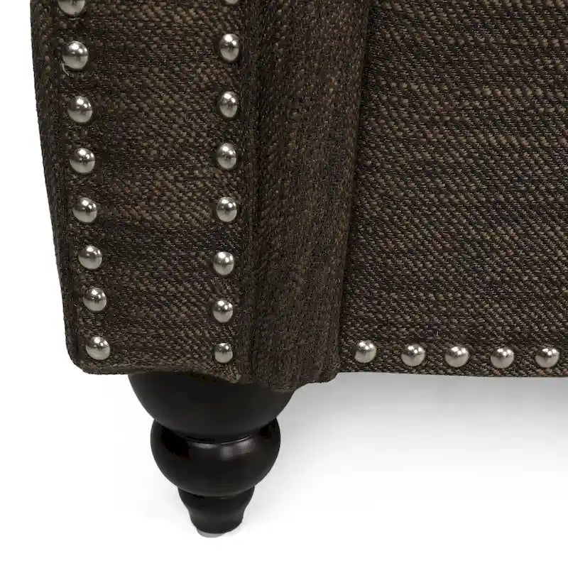 Canapé 3 places Manbow en tissu avec dossier capitonné et garniture cloutée, par Christopher Knight Home