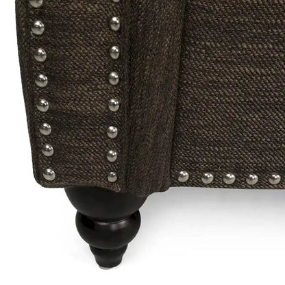 Canapé 3 places Manbow en tissu avec dossier capitonné et garniture cloutée, par Christopher Knight Home