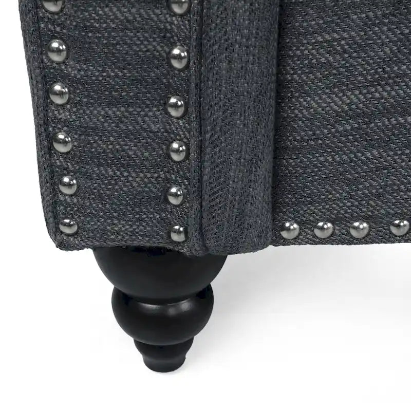 Canapé 3 places Manbow en tissu avec dossier capitonné et garniture cloutée, par Christopher Knight Home