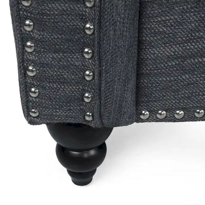 Canapé 3 places Manbow en tissu avec dossier capitonné et garniture cloutée, par Christopher Knight Home