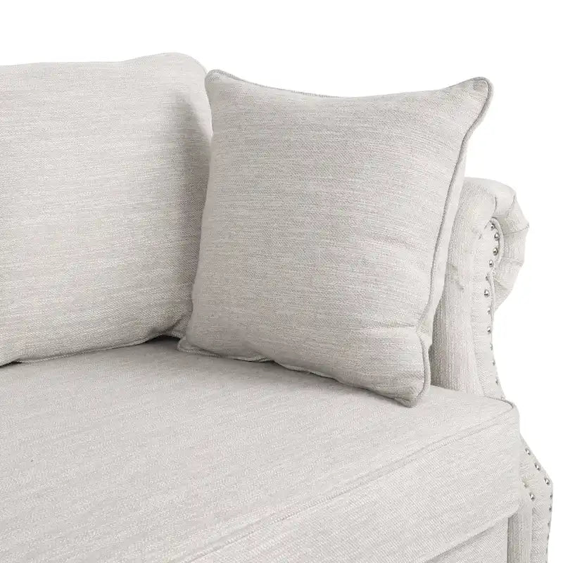 Canapé 3 places Manbow en tissu avec dossier capitonné et garniture cloutée, par Christopher Knight Home