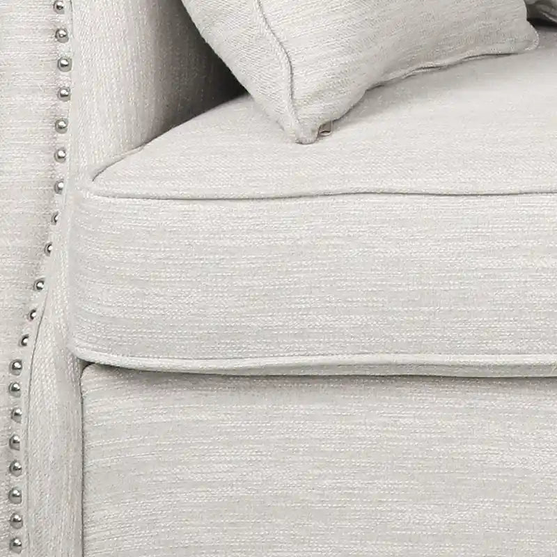 Canapé 3 places Manbow en tissu avec dossier capitonné et garniture cloutée, par Christopher Knight Home