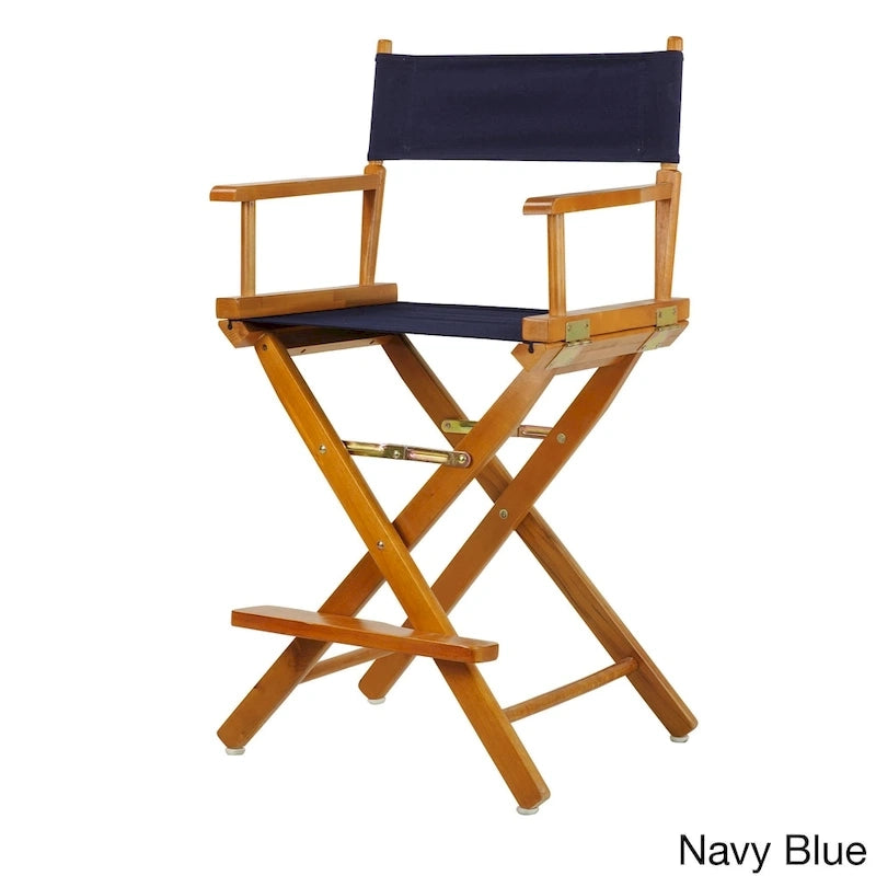 Chaise de réalisateur de 61 cm (24 pouces) de hauteur comptoir, cadre en chêne miel