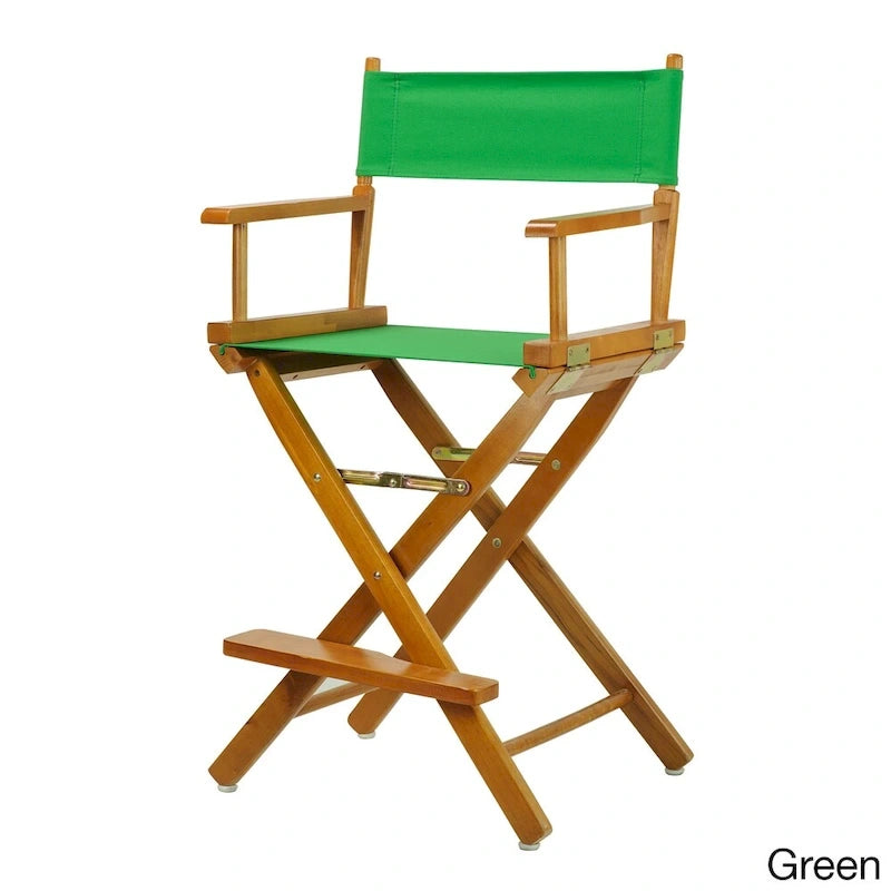 Chaise de réalisateur de 61 cm (24 pouces) de hauteur comptoir, cadre en chêne miel