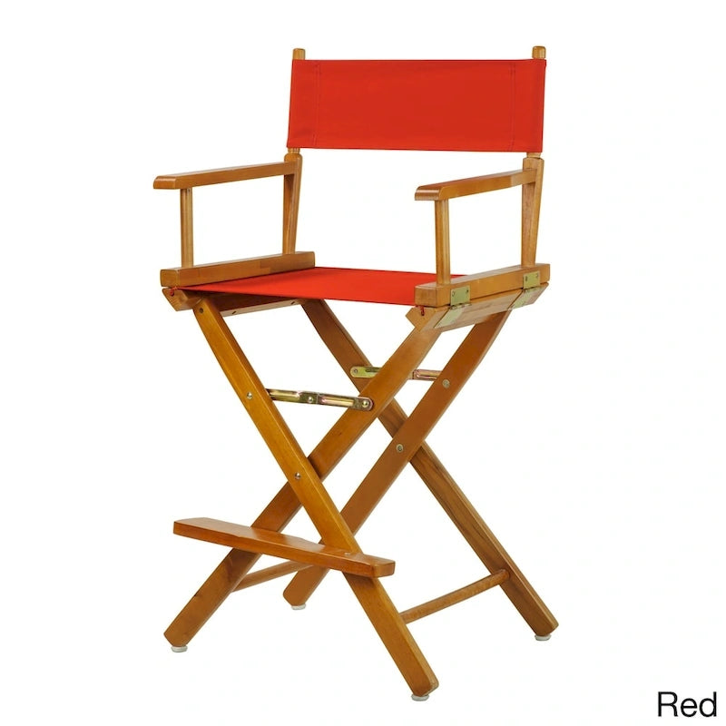 Chaise de réalisateur de 61 cm (24 pouces) de hauteur comptoir, cadre en chêne miel