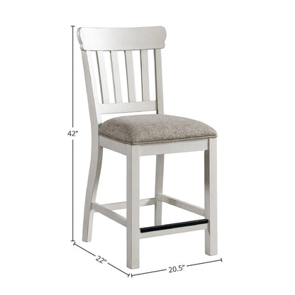 Tabouret de bar Drake bicolore rustique blanc et chêne à dossier à lattes (lot de 2)