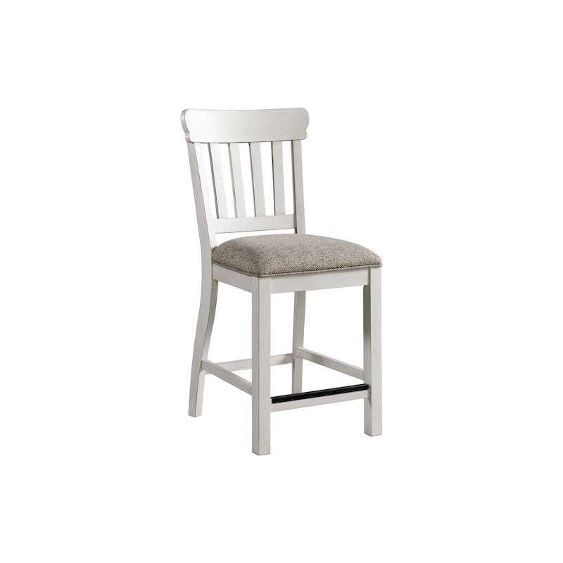 Tabouret de bar Drake bicolore rustique blanc et chêne à dossier à lattes (lot de 2)