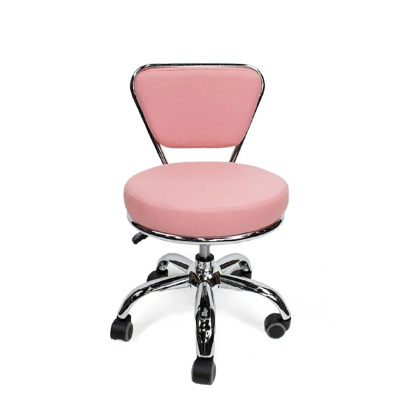 Dayton Short Stool Adjustable 13 to 15 Low Rolling Chair with Backrest, Pink - N/A