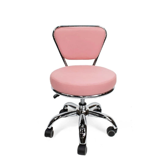 Dayton Short Stool Adjustable 13 to 15 Low Rolling Chair with Backrest, Pink - N/A