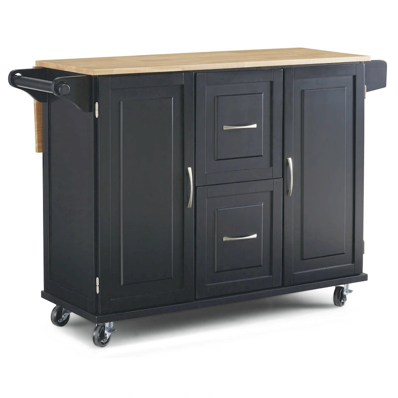 Homestyles Dolly Madison Black Wood Kitchen Cart - N/A