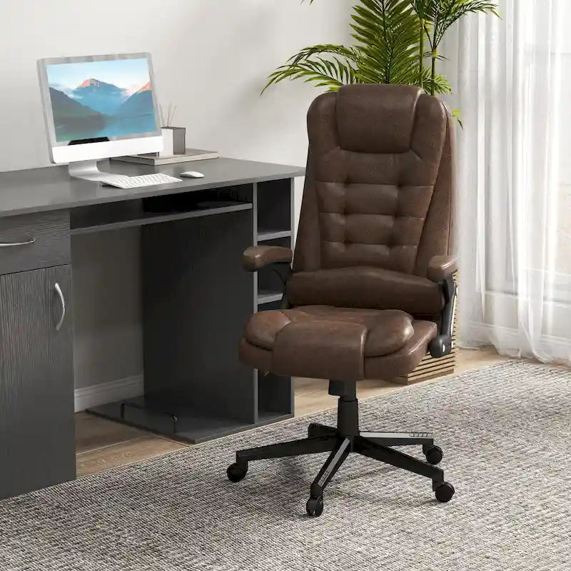 Fauteuil de bureau massant et vibrant HOMCOM à 6 points avec fonction chauffante, fauteuil de direction en microfibre à dossier haut inclinable