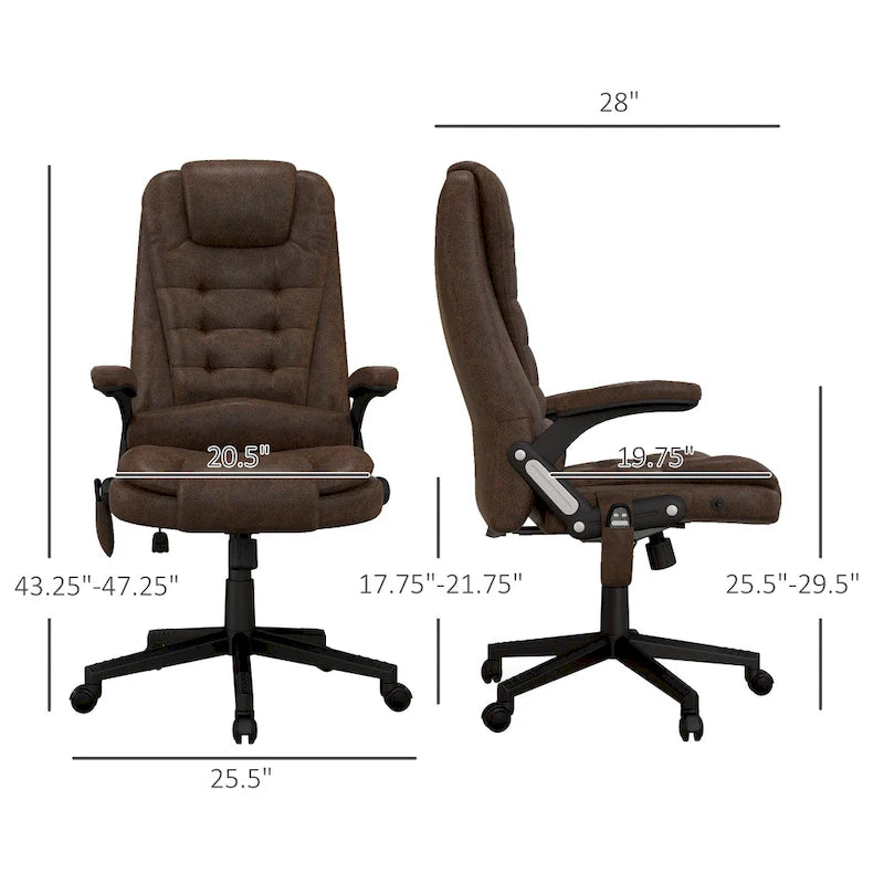 Fauteuil de bureau massant et vibrant HOMCOM à 6 points avec fonction chauffante, fauteuil de direction en microfibre à dossier haut inclinable