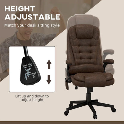 Fauteuil de bureau massant et vibrant HOMCOM à 6 points avec fonction chauffante, fauteuil de direction en microfibre à dossier haut inclinable
