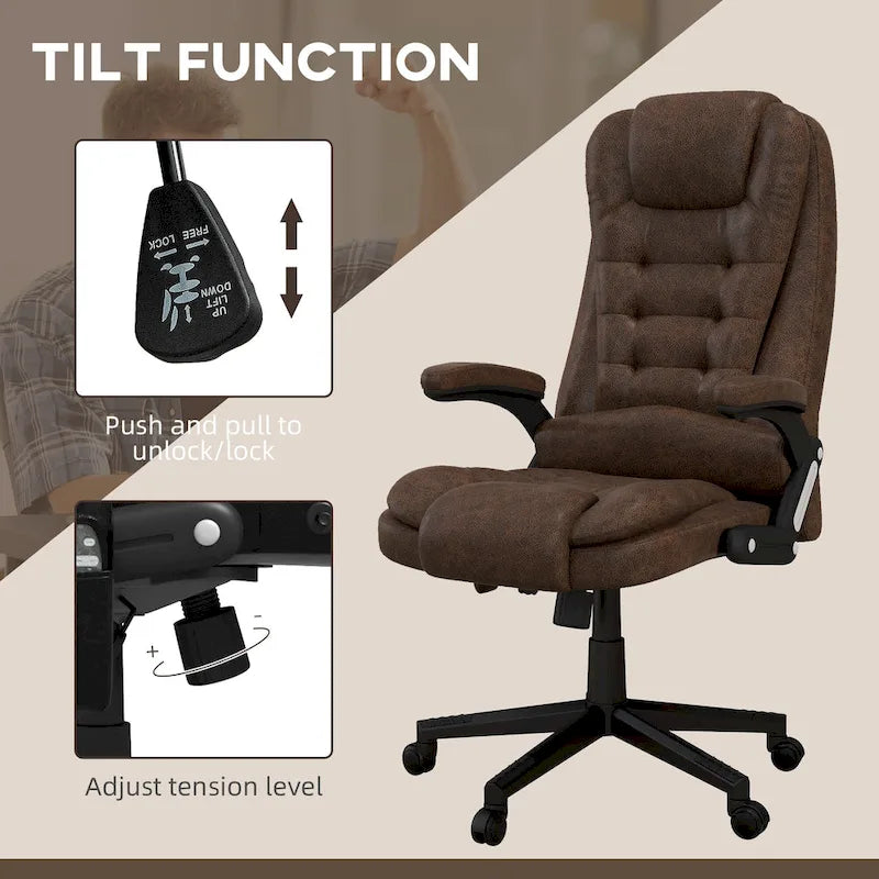 Fauteuil de bureau massant et vibrant HOMCOM à 6 points avec fonction chauffante, fauteuil de direction en microfibre à dossier haut inclinable