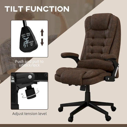 Fauteuil de bureau massant et vibrant HOMCOM à 6 points avec fonction chauffante, fauteuil de direction en microfibre à dossier haut inclinable