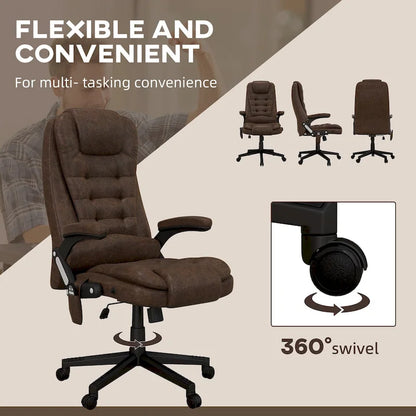 Fauteuil de bureau massant et vibrant HOMCOM à 6 points avec fonction chauffante, fauteuil de direction en microfibre à dossier haut inclinable