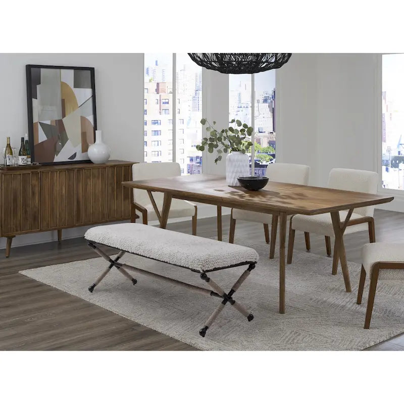 Banquette double Martingale en tissu ivoire Boucl