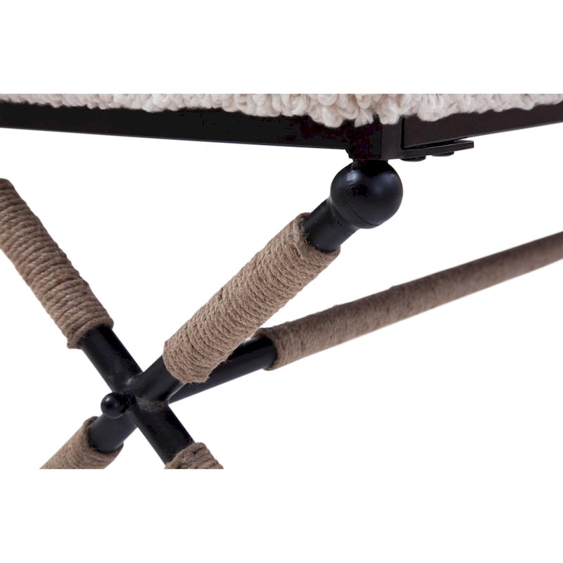 Banquette double Martingale en tissu ivoire Boucl