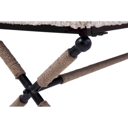 Banquette double Martingale en tissu ivoire Boucl