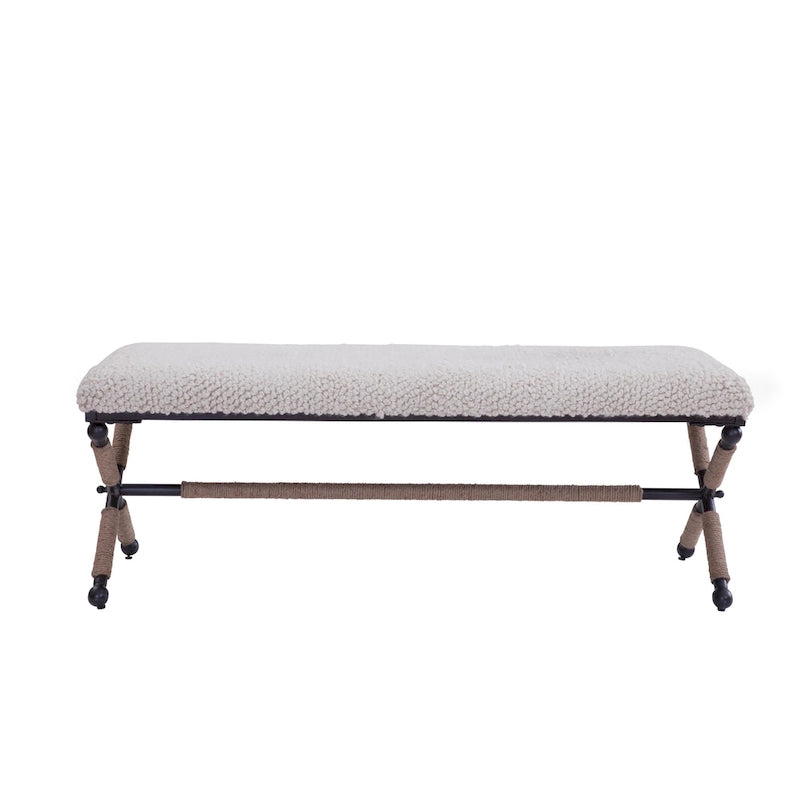 Banquette double Martingale en tissu ivoire Boucl