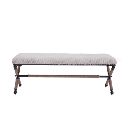 Banquette double Martingale en tissu ivoire Boucl
