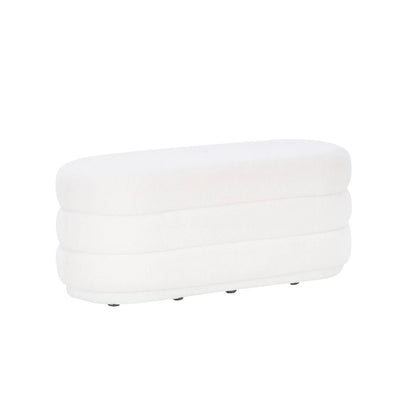 Pouf oblong blanc Halley en sherpa